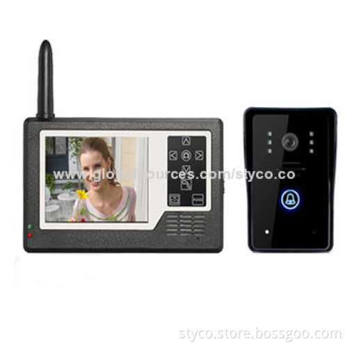3.5-inch Wireless Video Doorphone with One Monitor and One Camera, Touch Screen Monitor, 2.4GHz